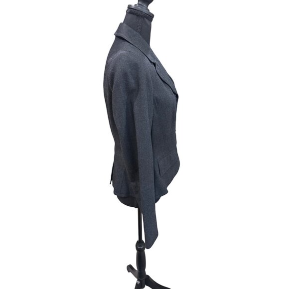 Vintage J. Peterman 100% Wool Blazer Jacket Size 8 Gray Tailored Fit Sustainable - Picture 7 of 8